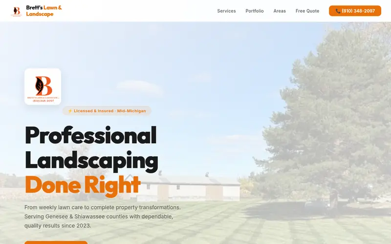 Brett's Lawn & Landscape website